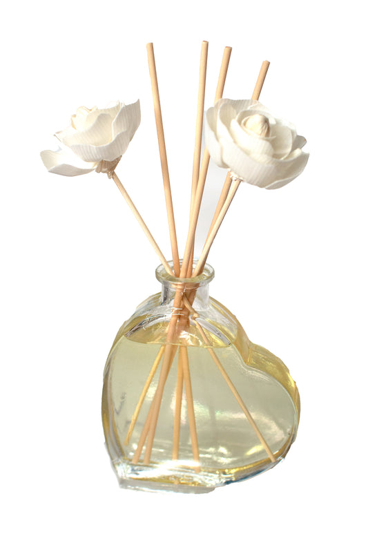Heart Diffuser Glass with Flower Reeds